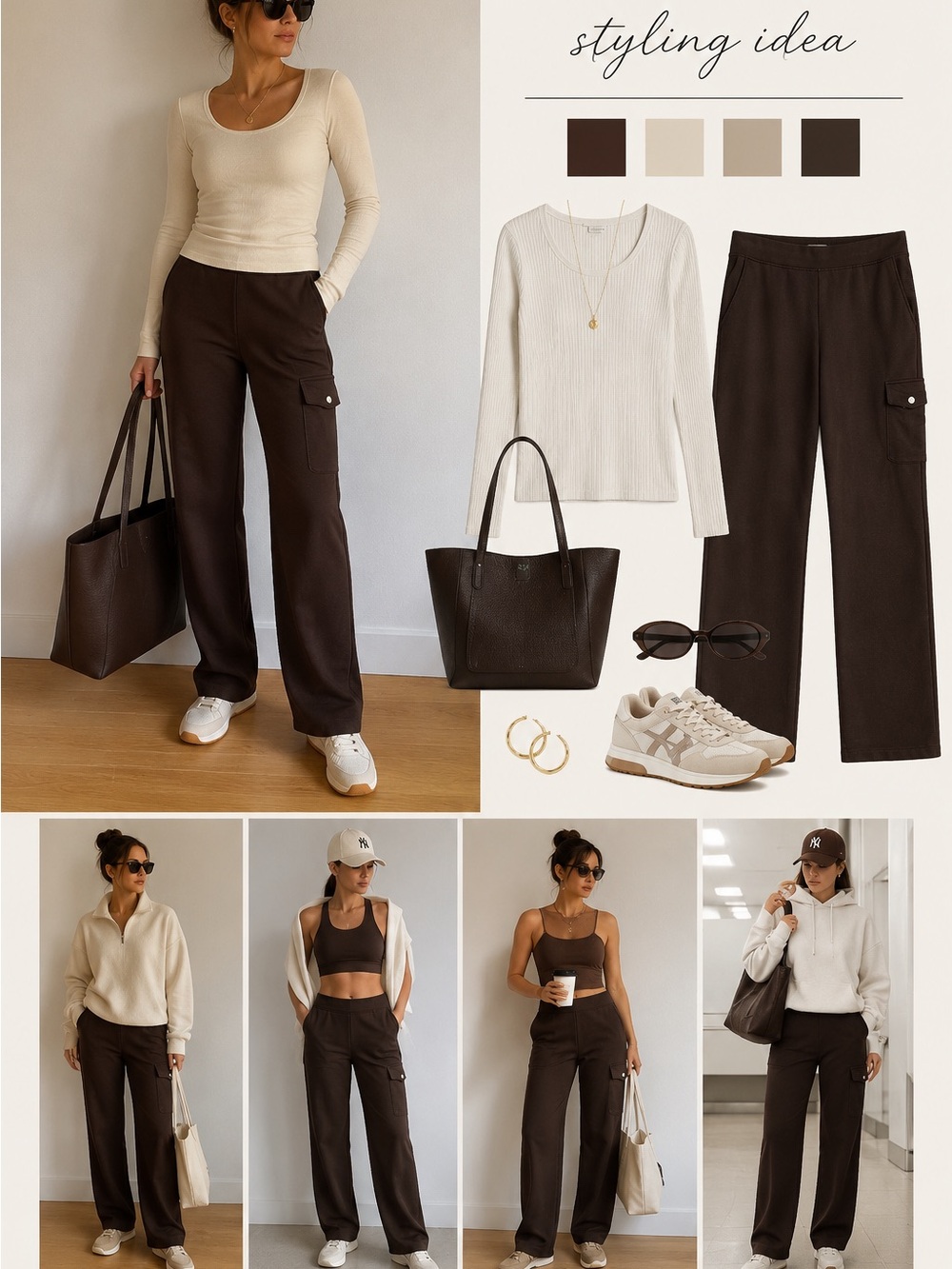 Lauren Ralph Lauren Active Brown Straight Leg Cargo Pants Size L